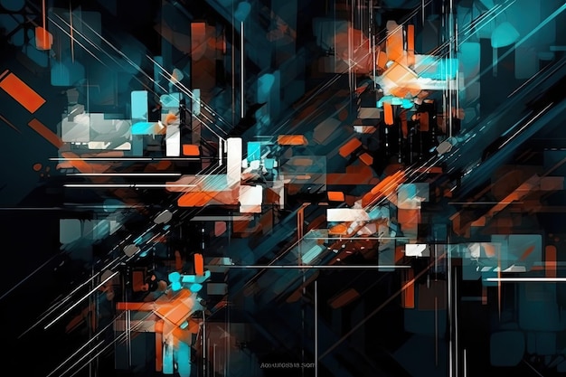 Diseño abstracto vibrante con cuadrados y líneas IA generativa