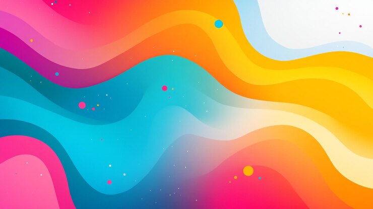 Diseño abstracto vibrante con ondas coloridas y gradientes suaves en un estilo digital