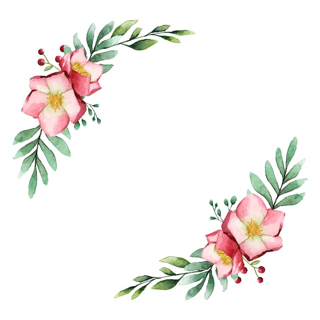 Diseño de acuarela verde con borde de laurel en fondo transparente