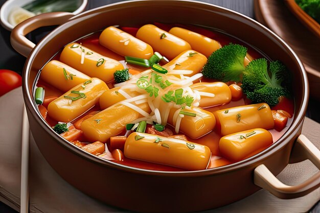 Diseño de alimentos Tteokbokki para cualquier contenido de cocción