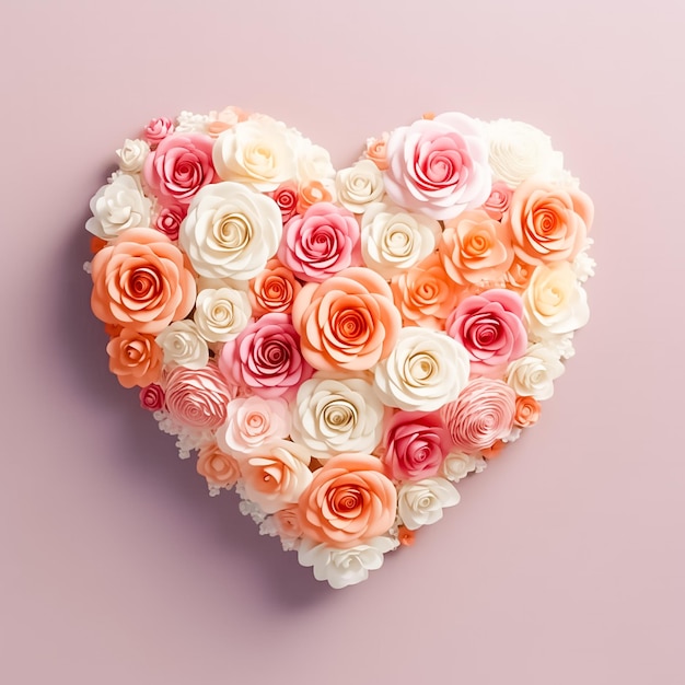 Diseño de amor creativo con espacio de copia de corazón de flores para texto generado por Ai