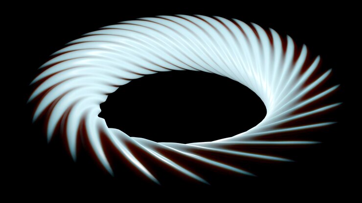 Foto diseño de anillo blanco y verde una abstracción de un anillo en movimiento infinito sobre un fondo negro