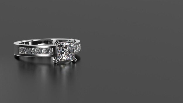 Diseño de anillo de compromiso de diamantes en oro blanco.