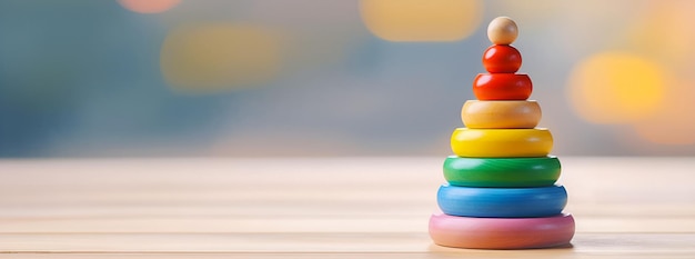 Un diseño de anillos multicolores diseñado para entrenar las habilidades motoras finas de los niños en edad preescolar