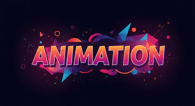 Diseño de animación colorido y vibrante con formas geométricas abstractas y efectos de texto dinámicos