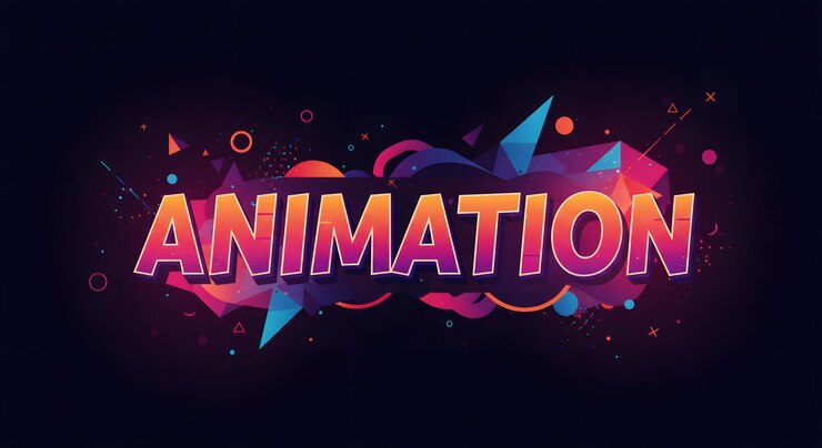 Foto diseño de animación colorido y vibrante con formas geométricas abstractas y efectos de texto dinámicos