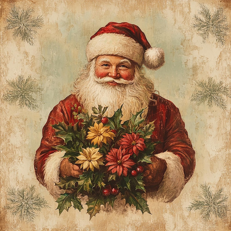 Foto un diseño antiguo de tarjetas de navidad con santa claus