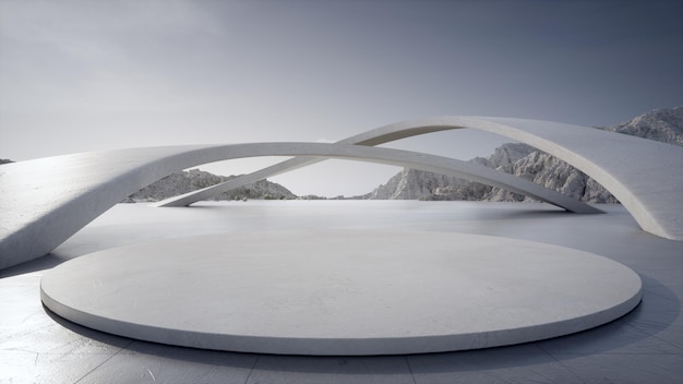 Diseño de arquitectura abstracta representación en 3D de una estructura antigua área de estacionamiento vacía suelo de hormigón