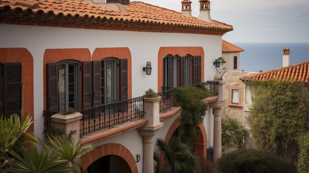 Foto diseño de la arquitectura de la casa en estilo renacentista colonial con entrada central