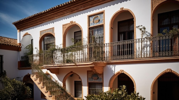 Diseño de arquitectura del hogar en estilo Art Nouveau con líneas curvas.