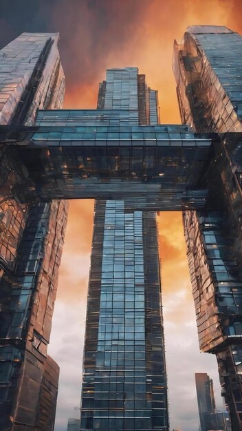 Diseño de arquitectura moderna en rascacielos con fondo abstracto generativo ai