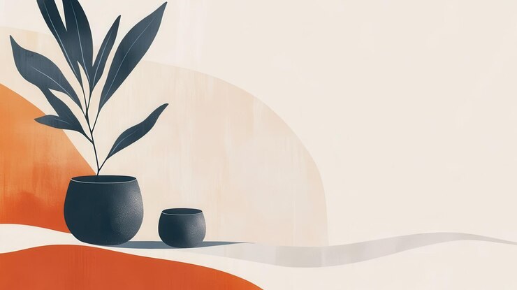 Diseño de arte abstracto minimalista en macetas de plantas