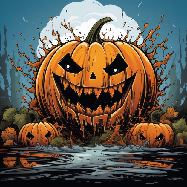 Diseño de arte de calabaza de Halloween de ilustración