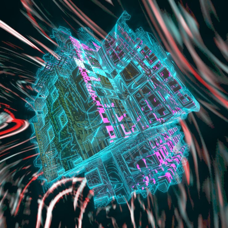 Foto diseño de arte digital 3d futurista abstracto