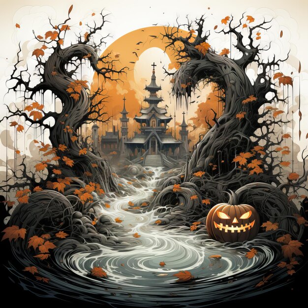 Diseño de arte de ilustración de Halloween