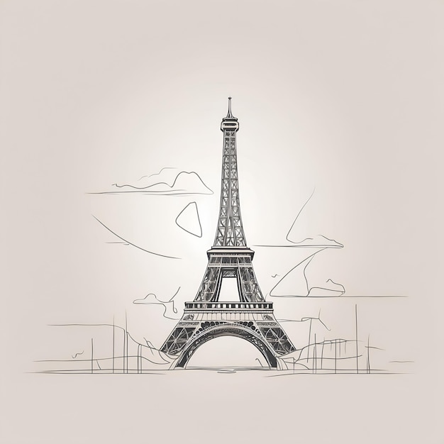 diseño de arte de línea minimalista de la Torre Eiffel