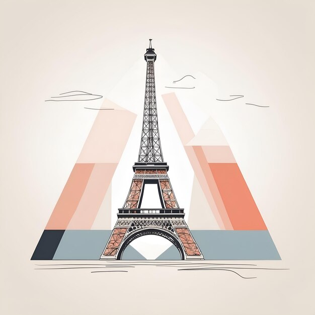 diseño de arte de línea minimalista de la Torre Eiffel