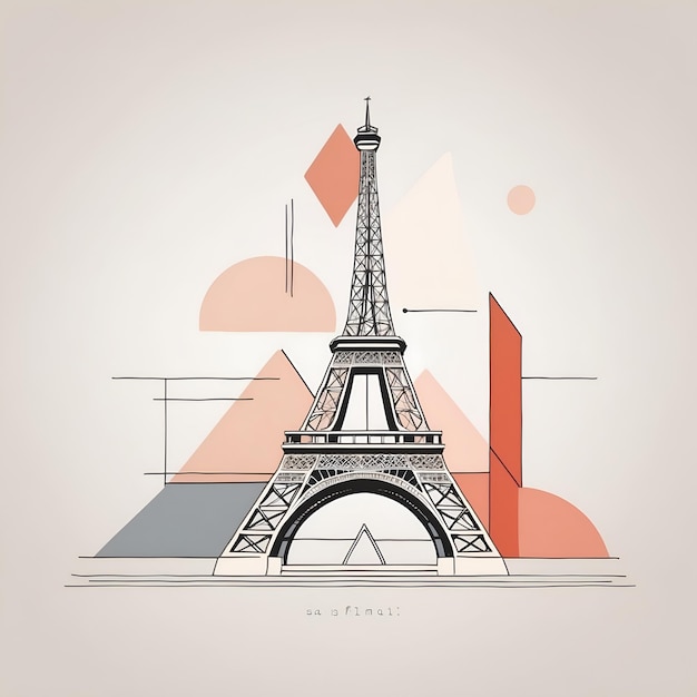 diseño de arte de línea minimalista de la Torre Eiffel