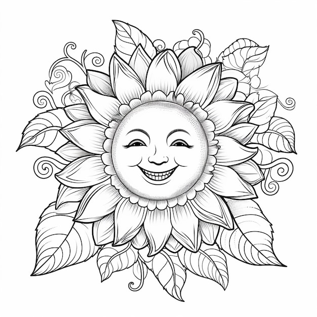 Foto un diseño de arte lineal de arte vectorial de sol