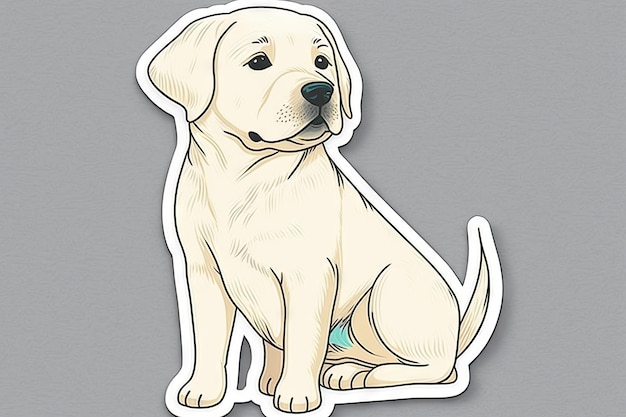 Foto diseño de arte en pegatina labrador troquelada de perro con concepto mínimo