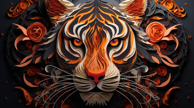 Foto diseño de arte salvaje de animales tigre