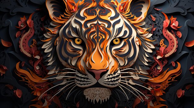 Diseño de arte salvaje de animales tigre