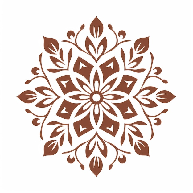 Diseño artístico de estencil de flor marrón inspirado en la arquitectura budista