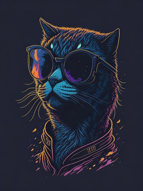 Diseño artístico de gato AI generativo