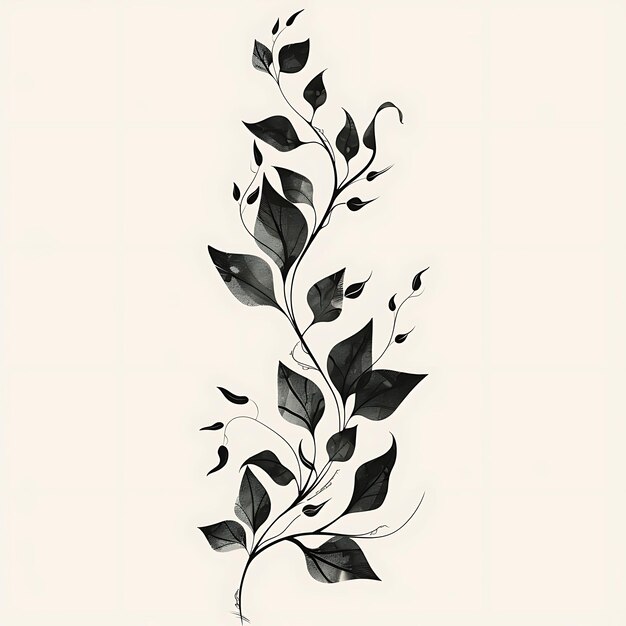 Foto diseño artístico de ivy vine ilustración de logotipo con textura de acuarela tatuaje tinta diseño artístico simple