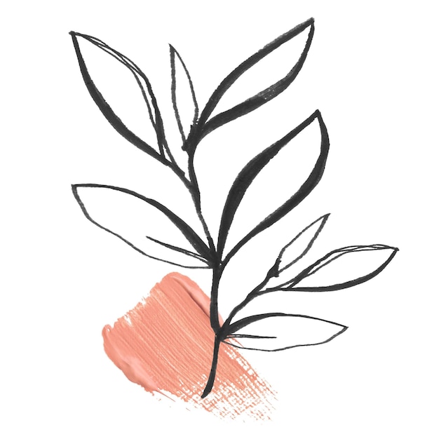 Diseño artístico de la línea de la pegatina png de hoja de fondo transparente