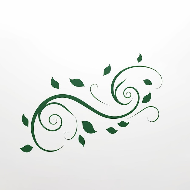 Diseño artístico minimalista de paredes de remolino floral verde