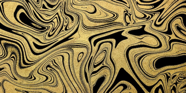 Diseño artístico de remolino dorado, brillos dorados, líneas negras, estilo moderno