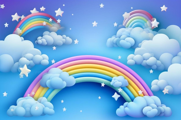 Diseño azul del día de los niños con arco iris