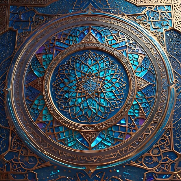 Foto un diseño azul y dorado con la palabra mandalas en la parte superior