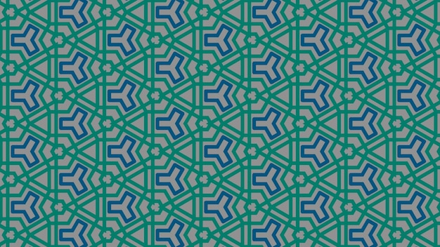 Un diseño en azul y verde con un estampado geométrico.