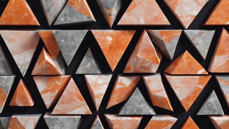 Foto diseño de azulejos de mármol geométrico triangular en 3d arte de formas de textura triangular aleatoria en 3d