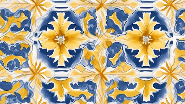 Diseño de azulejos de mayólica italiano decorado sin costuras