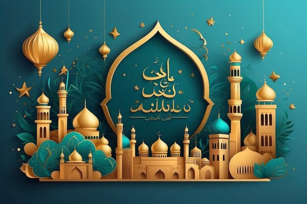 Diseño de la bandera de Eid Al Adha Ilustración vectorial Fondo islámico y árabe