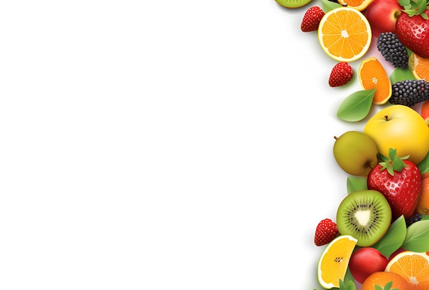 Foto diseño de banner liso con fondo de frutas.