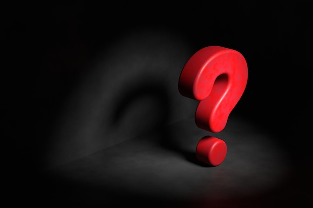 Diseño de banner de preguntas frecuentes Signo de interrogación Representación 3D