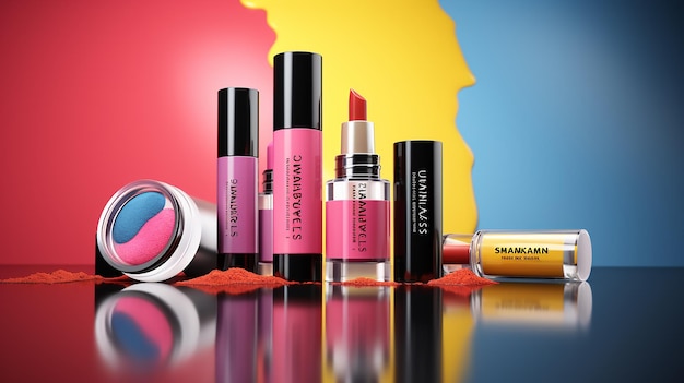Diseño de banner de productos de maquillaje para una campaña publicitaria moderna y vibrante al estilo de Nueva York