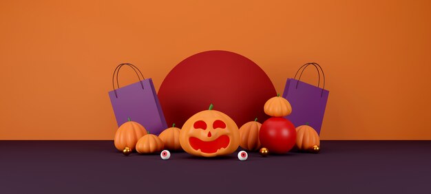 Diseño de banner de venta de halloween