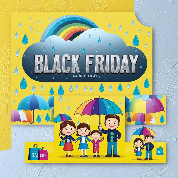 Diseño de banner de viernes negro con carácter de cartón