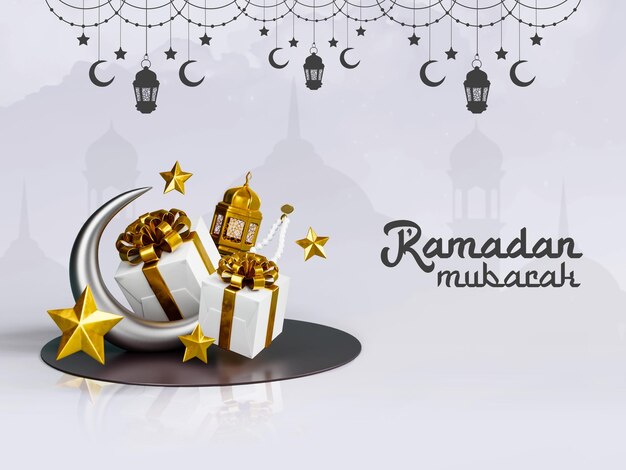 Diseño de banners de las redes sociales Ramadan Mubarak 3d