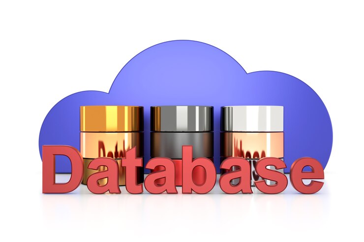 Foto diseño de base de datos en la nube en renderizado 3d