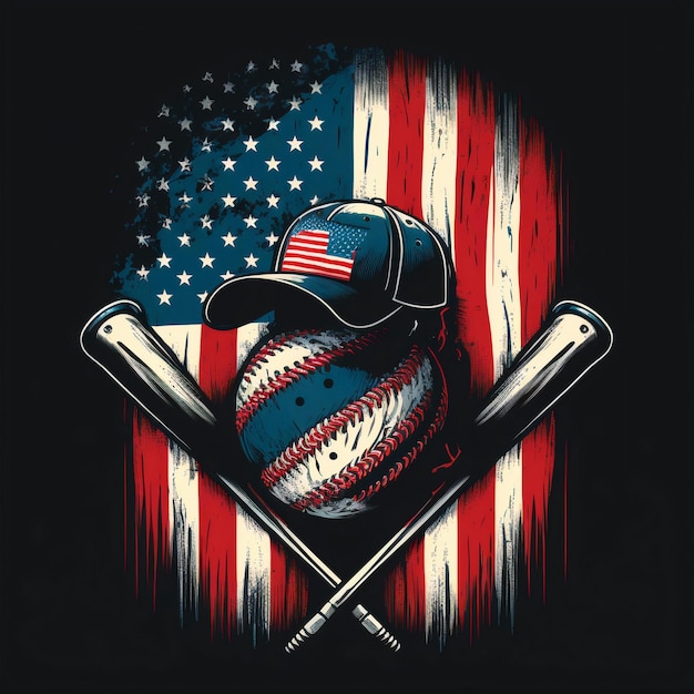 diseño de béisbol con bandera americana