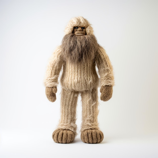 Diseño de Bigfoot caprichoso de Sasquatch tejido sobre un fondo blanco