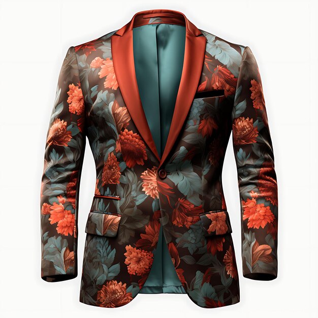 Diseño de Blazer Velvet Floral Print Estilo de diseño para hombres de todas las edades Tai aislado en blanco BG en blanco