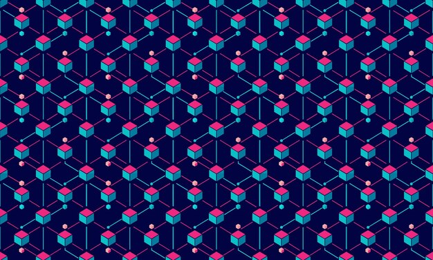 Diseño de blockchain de fondo de papel de pared de patrón sin costuras
