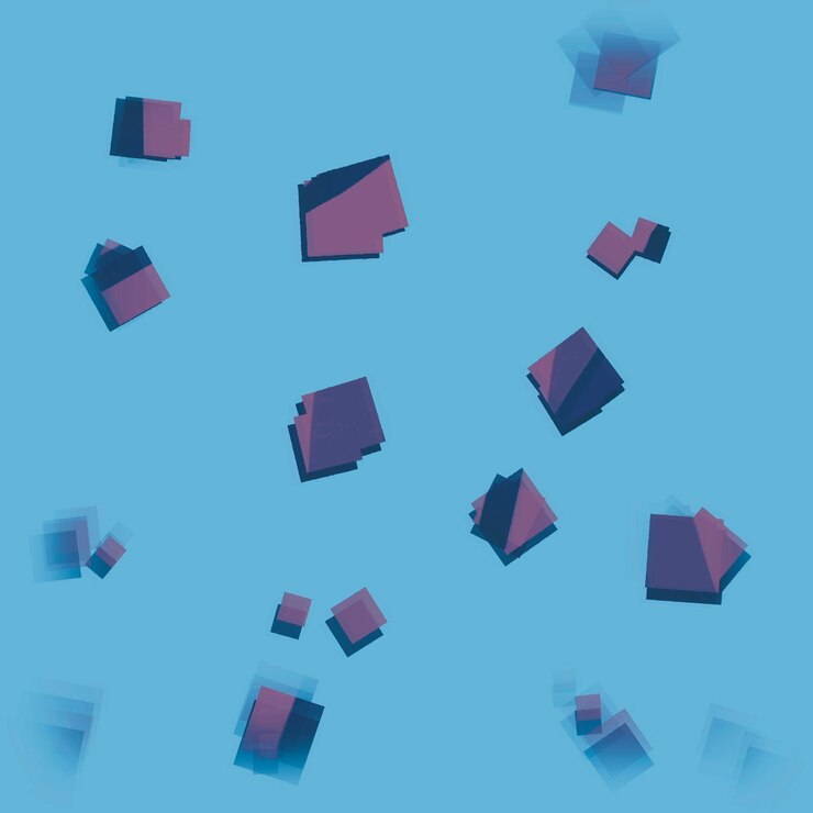 Foto diseño de bloques que caen sobre un fondo azul